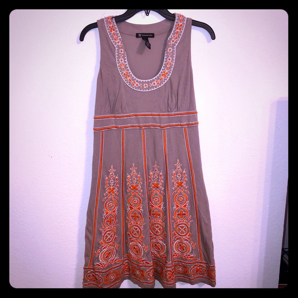 Grey, Orange, and White Dress